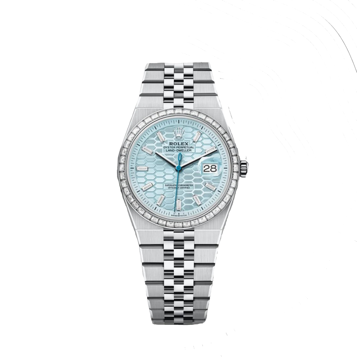Rolex Oyster Perpetual Land-Dweller (Ice Blue / Diamond Bezel)