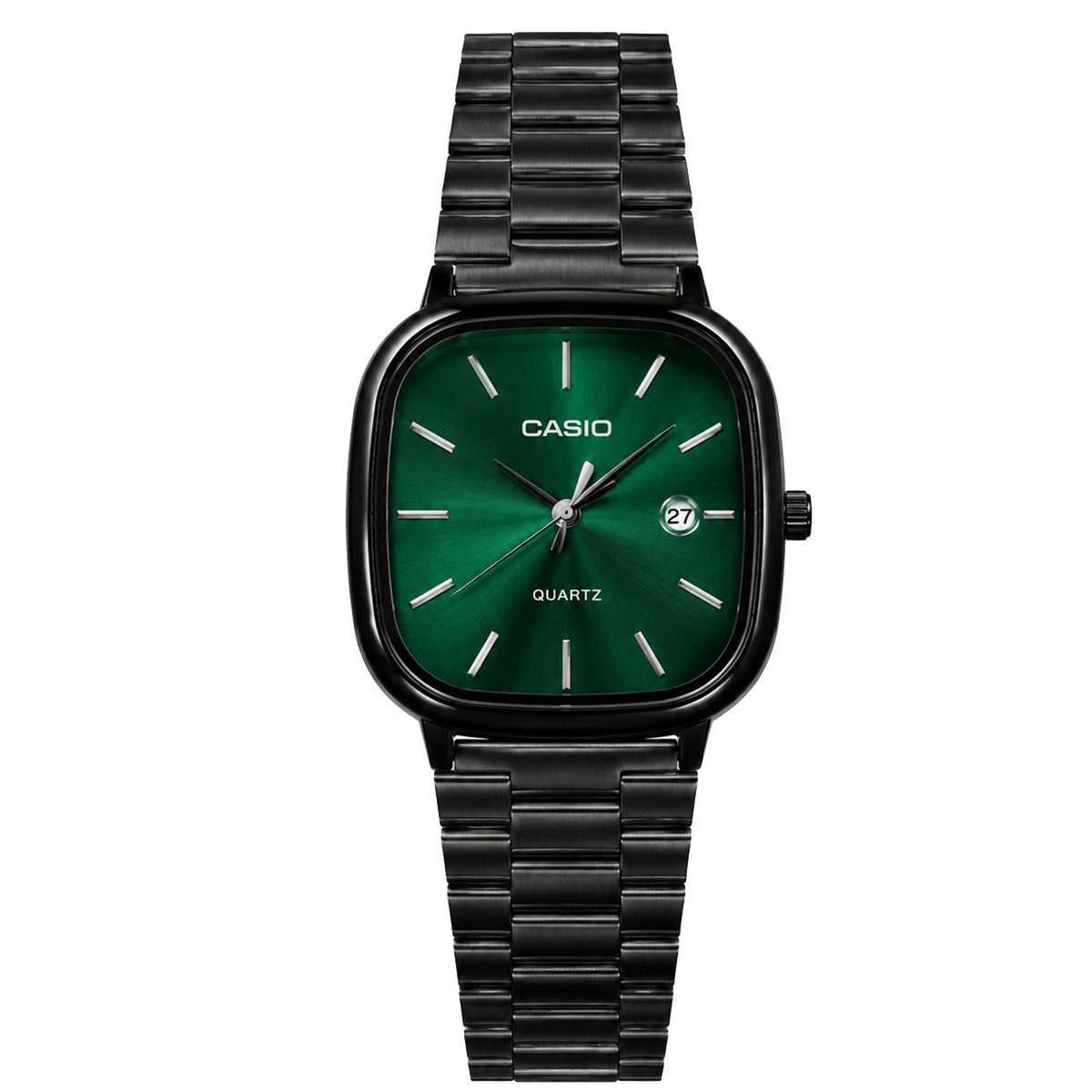 Casio LTP-E117D Minimalist Square Series Black (Green Dial)