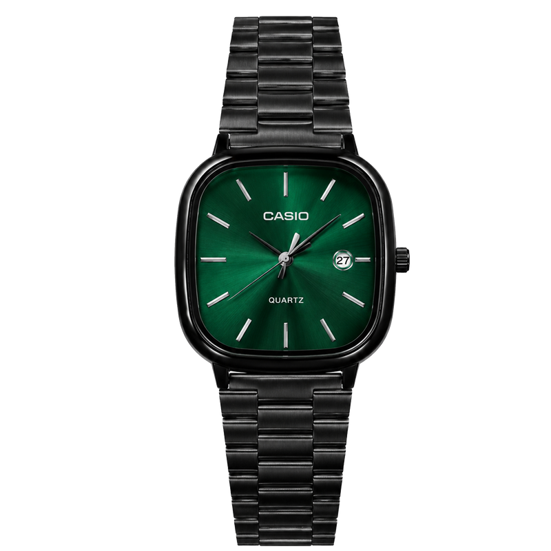 Casio LTP-E117D Minimalist Square Series Black (Green Dial)