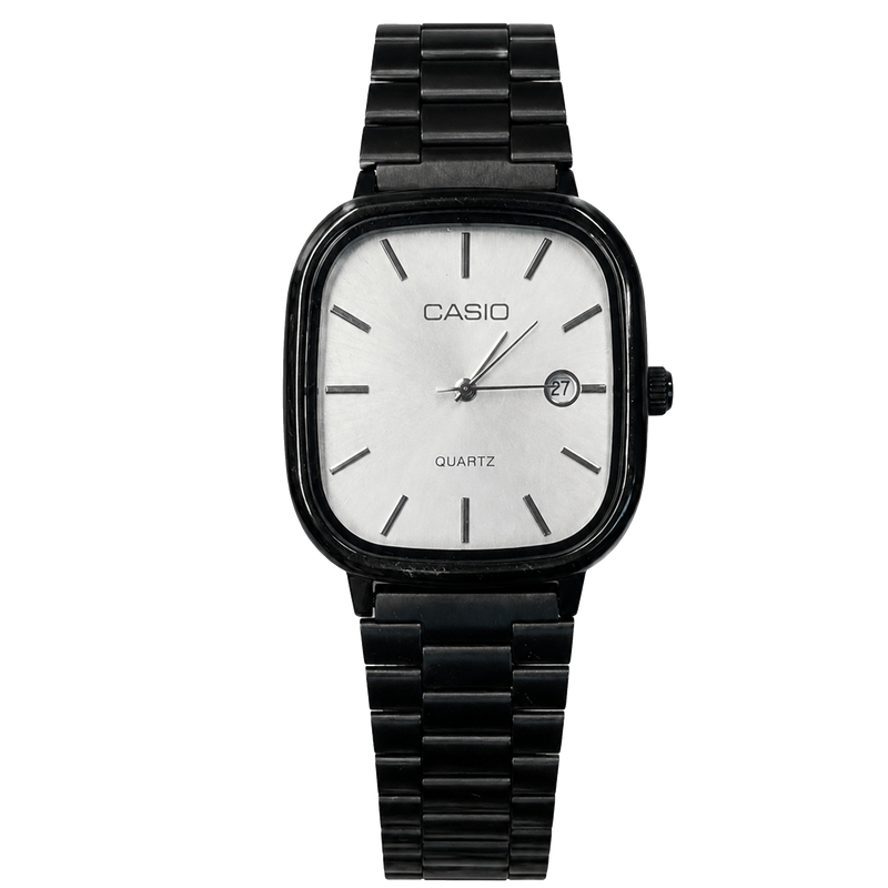 Casio LTP-E117D Minimalist Square Series Black (silver Dial)