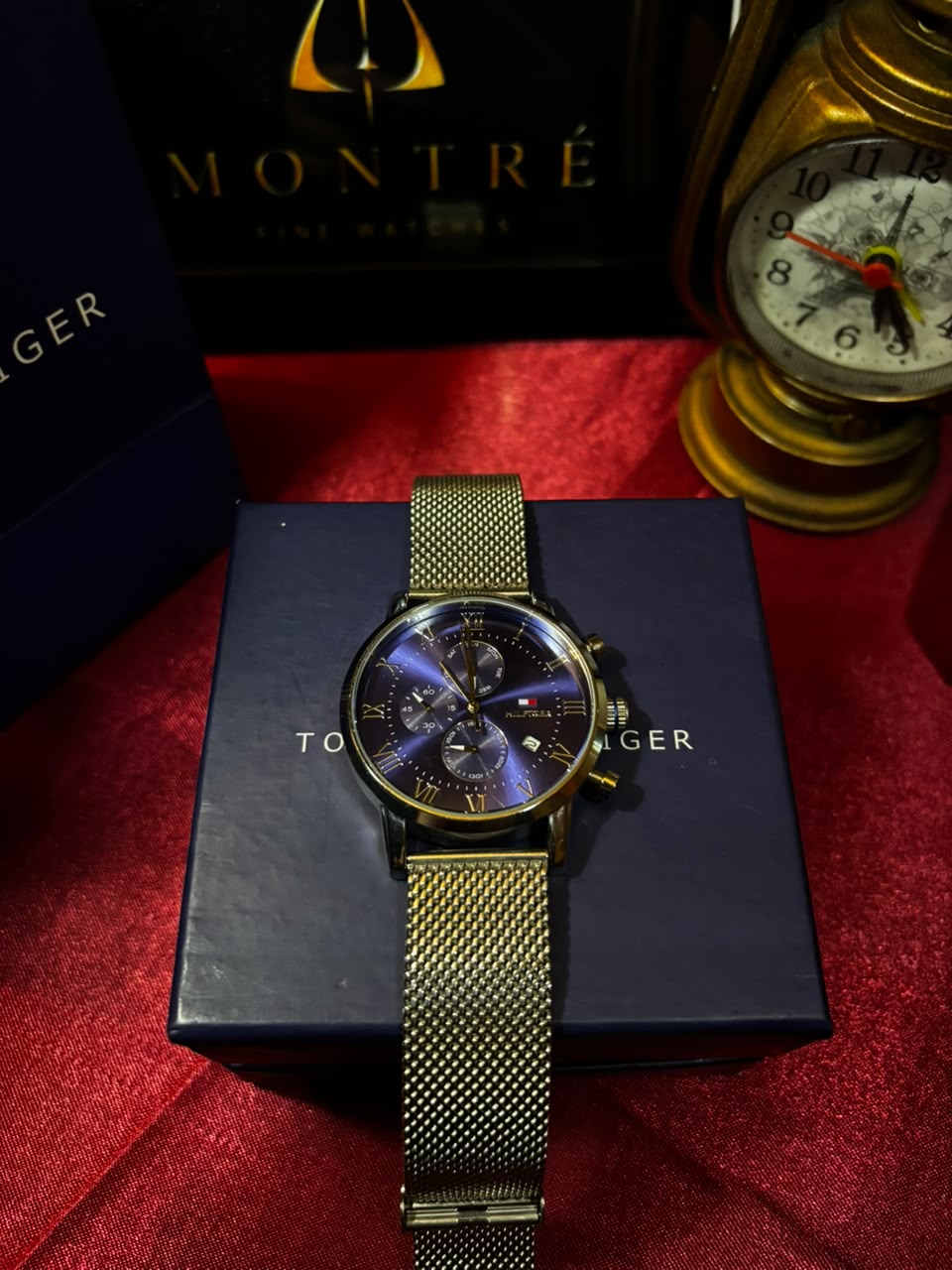 Tommy Hilfiger Men's Blue Dial Multi-Function Stainless Steel Mesh Watch