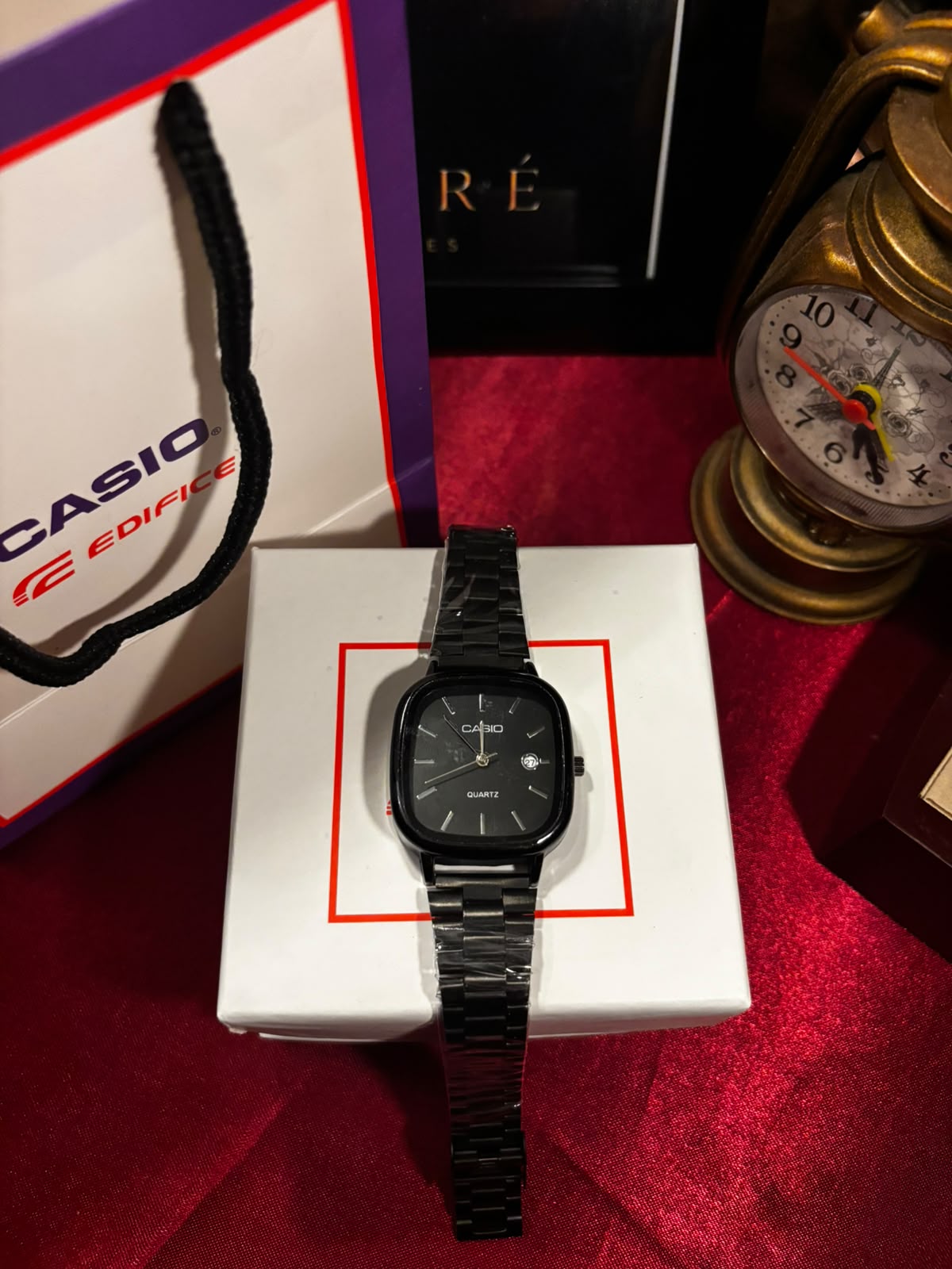 Casio LTP-E117D Minimalist Square Series Black (Black Dial)