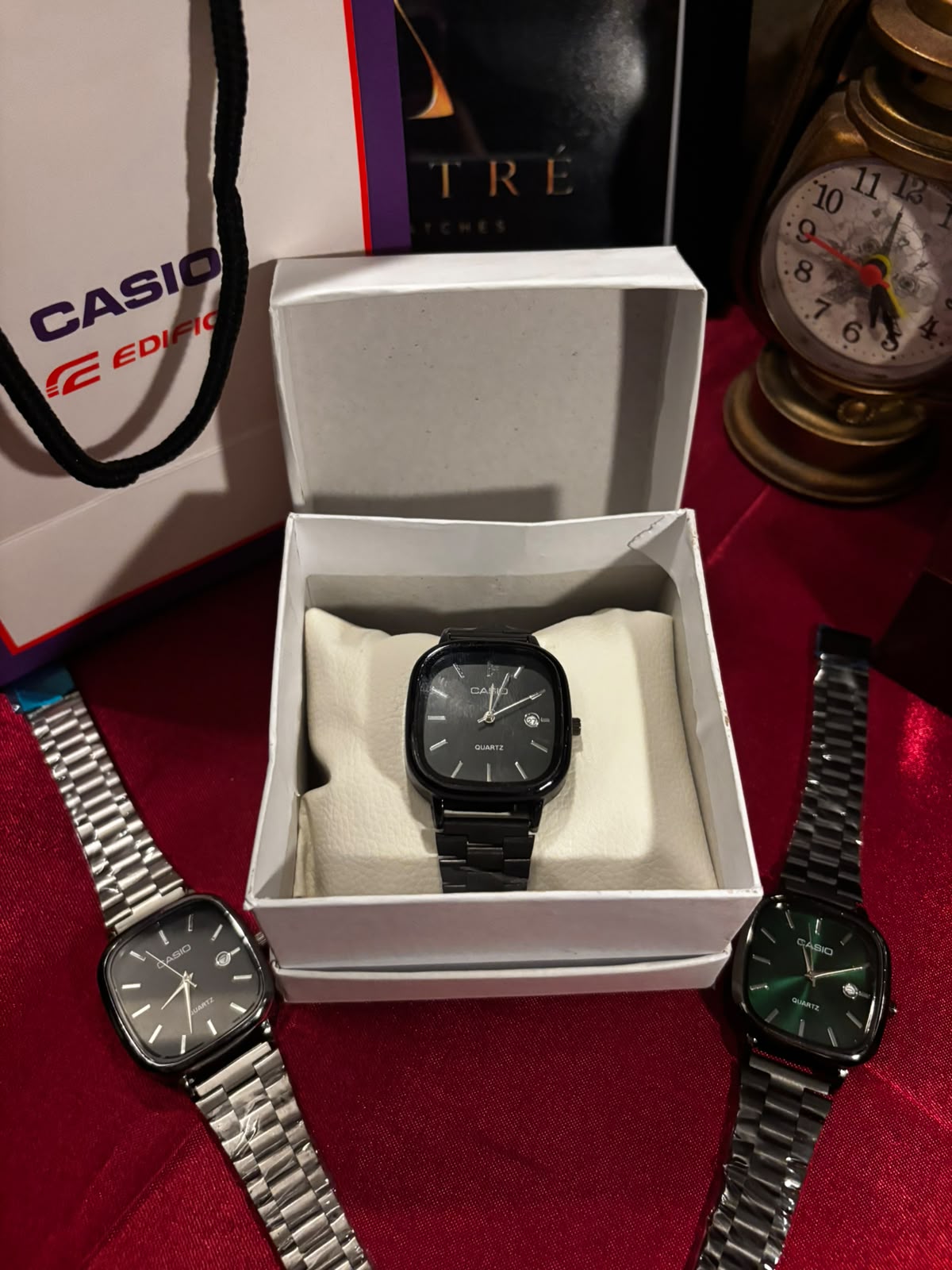 Casio LTP-E117D Minimalist Square Series Black (Black Dial)