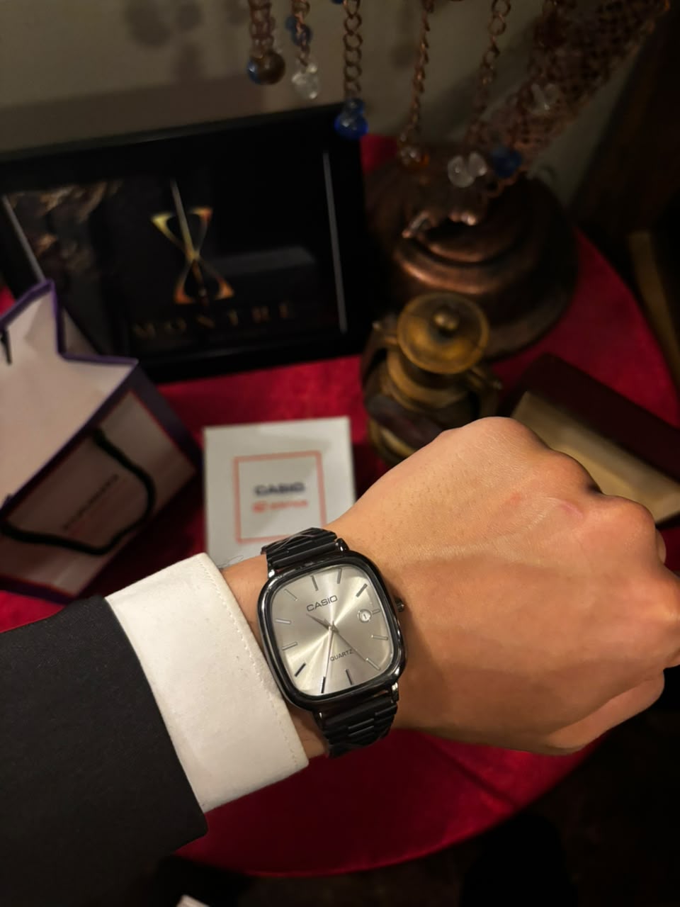 Casio LTP-E117D Minimalist Square Series Black (silver Dial)
