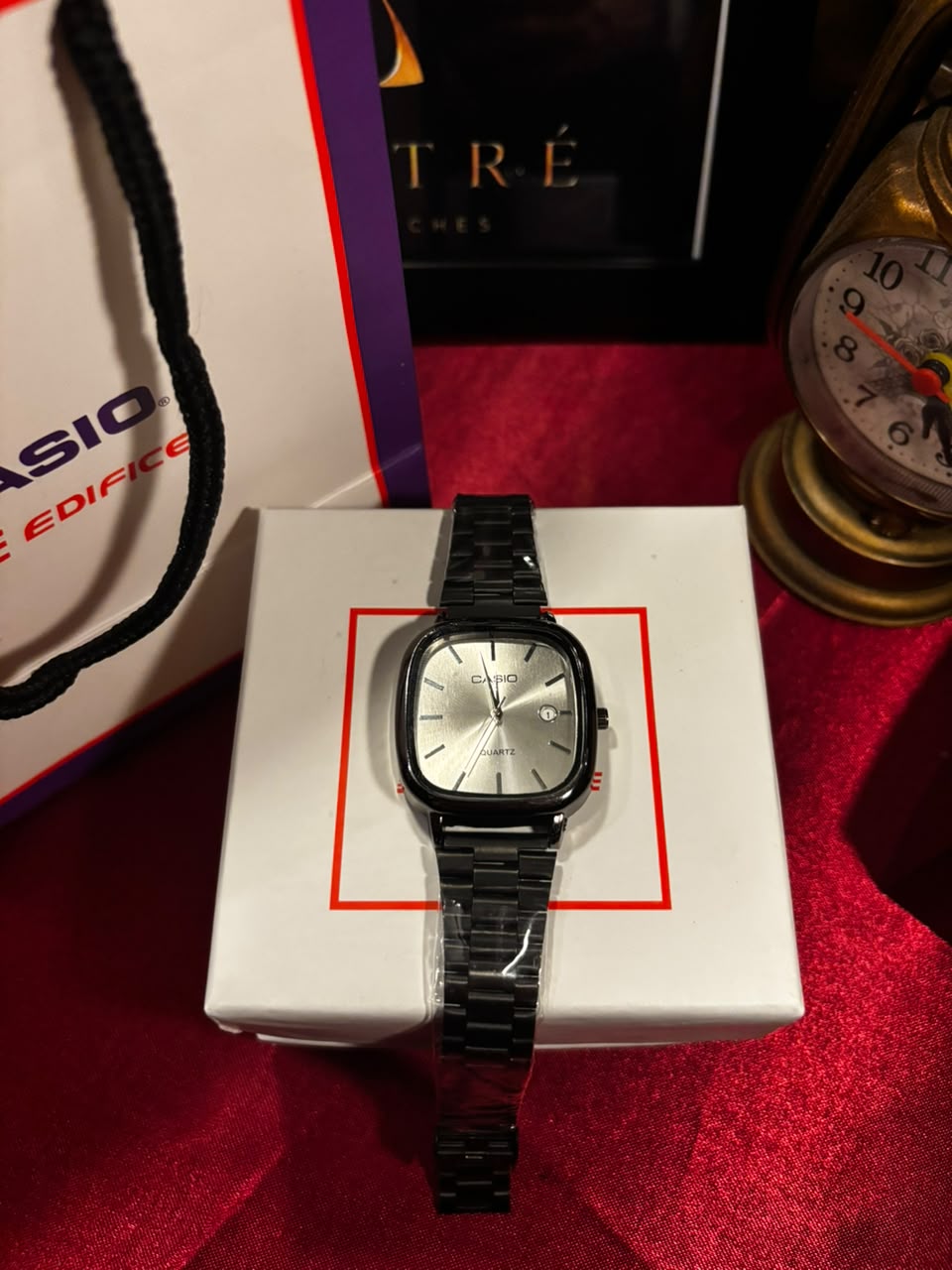 Casio LTP-E117D Minimalist Square Series Black (silver Dial)