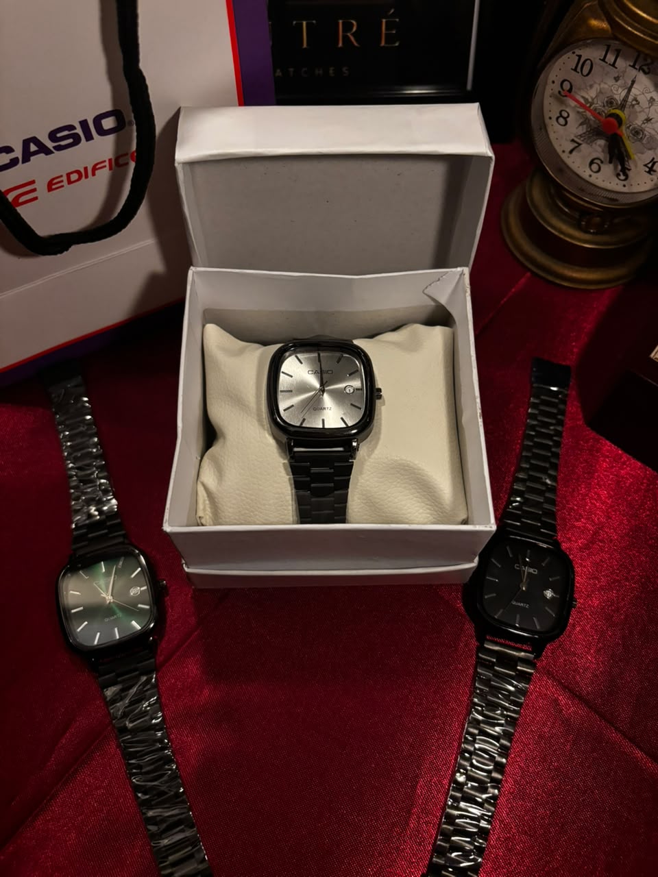Casio LTP-E117D Minimalist Square Series Black (silver Dial)