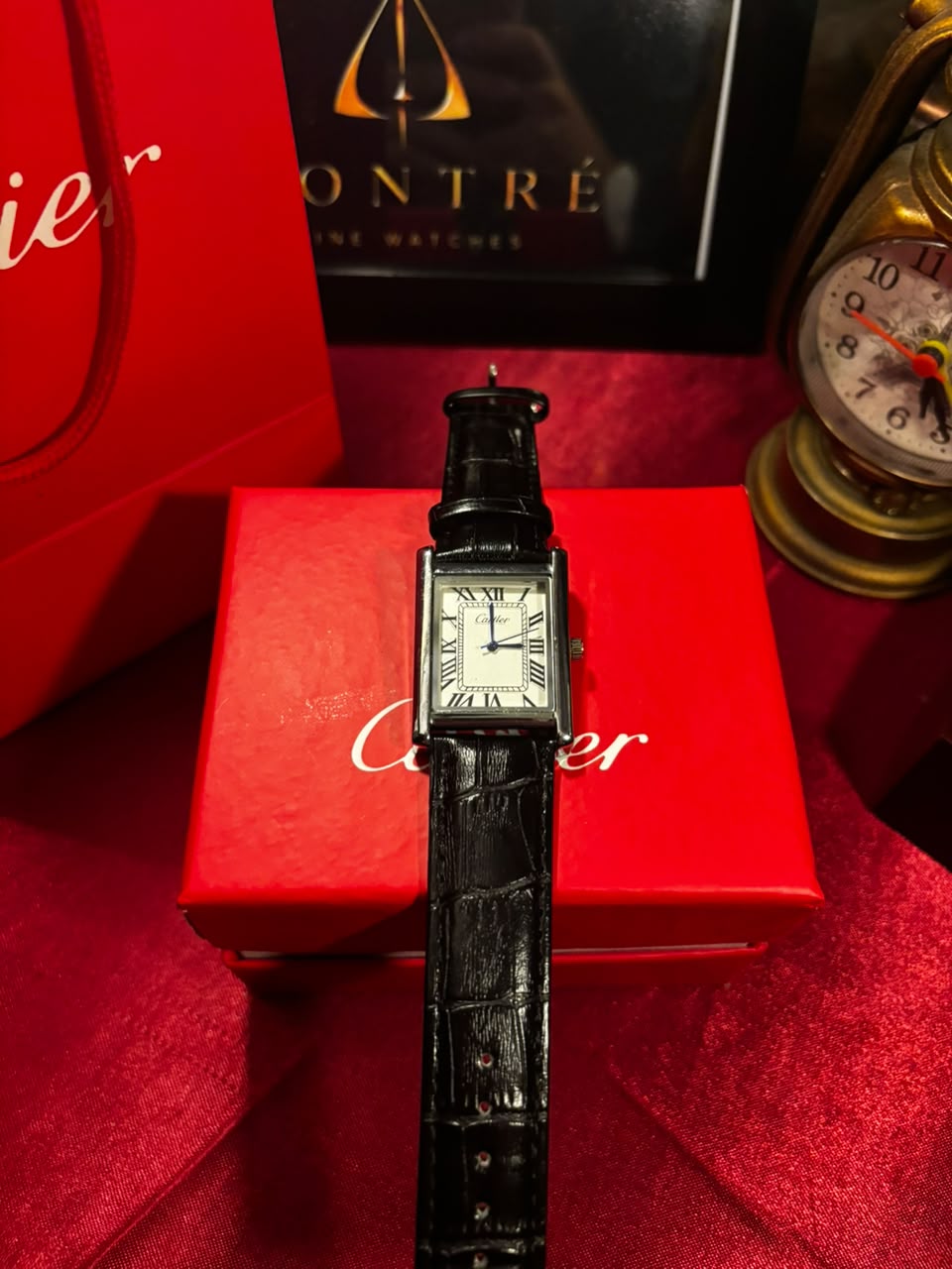 Cartier Tank Française style leather-strap