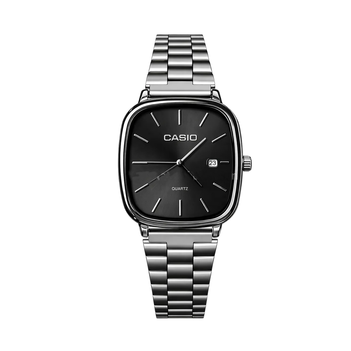 Casio LTP-E117D Minimalist Square Series Silver (Black dial)